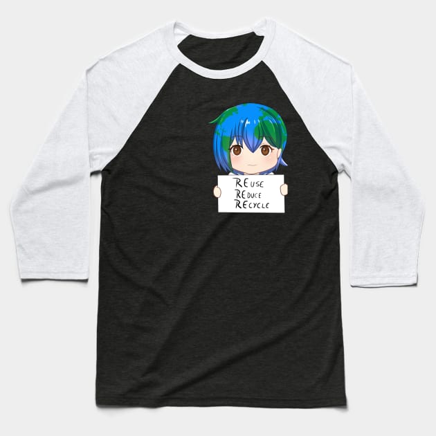 Earth-chan Baseball T-Shirt by axsmodern